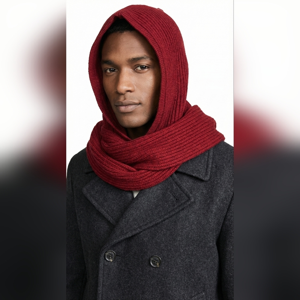 Hooded Scarf in Burgundy - Picture 8 of 10